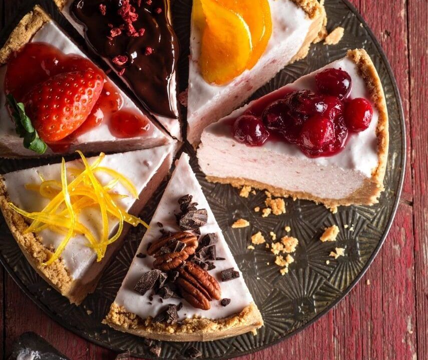 Pie con acabados variados